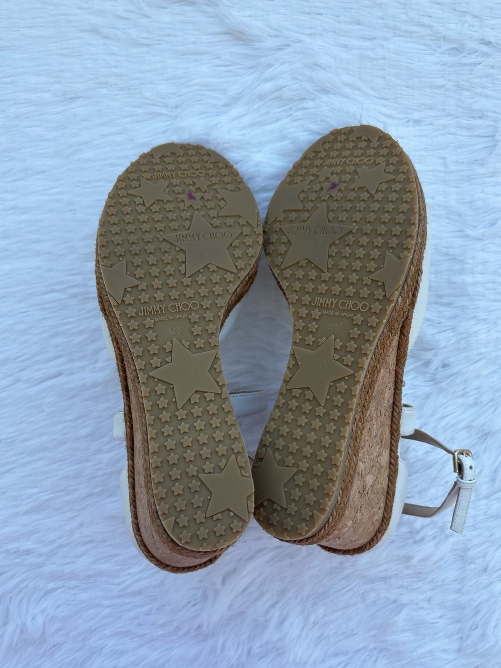 Jimmy Choo White Leather Alanah Cork
Wedge Ankle Strap Sandals - Picture 4 of 4